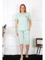 Kapri Büyük Beden Yeşil Kadın Pijama Takım Akbeniz 202193 Su Yeşili
