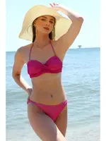Akbeniz Kadın Dönmeli Straplez Fuşya Bikini 35002 Fuşya detay görünüm
