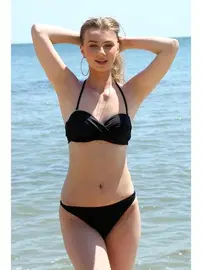 Akbeniz Akbeniz Kadın Dönmeli Straplez Siyah Bikini 35002