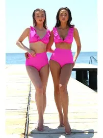 Akbeniz Akbeniz Kadın Fırfırlı Yüksek Bel Fuşya Bikini 35001