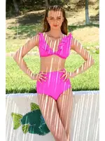 Akbeniz Kadın Fırfırlı Yüksek Bel Fuşya Bikini 35001 Fuşya detay görünüm