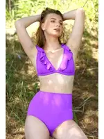 Akbeniz Kadın Fırfırlı Yüksek Bel Mor Bikini 35001 Mor detay görünüm