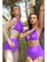 Akbeniz Kadın Fırfırlı Yüksek Bel Mor Bikini 35001 Mor farklı açı