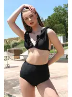 Akbeniz Kadın Fırfırlı Yüksek Bel Siyah Bikini 35001 Siyah görsel 4