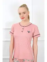Düğmeli Kısa Kollu Kadın Pijama Takımı Akbeniz 20388 Gül Kurusu farklı açı