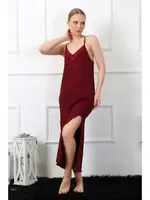 İp Askılı Bordo Uzun Kadın Gecelik Akbeniz 901 Bordo