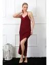 İp Askılı Bordo Uzun Kadın Gecelik Akbeniz 901