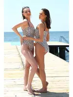 Akbeniz Kadın İp Askılı Leopar Desenli Straplez Mayo 34007 Beyaz görsel 6