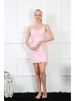 Penye İp Askılı Pembe Kadın Gecelik Akbeniz 367 Pembe detay görünüm