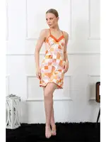 Desenli İp Askılı Turuncu Penye Gecelik Akbeniz 405 Turuncu detay görünüm