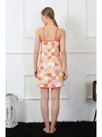 Desenli İp Askılı Turuncu Penye Gecelik Akbeniz 405 Turuncu görsel 4