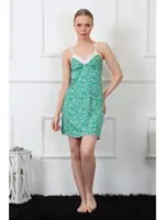 İnce Askılı Kısa Dantelli Penye Gecelik Akbeniz 406 Turkuaz farklı açı