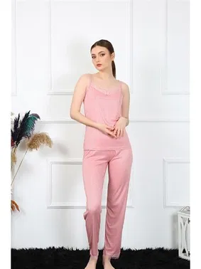 Akbeniz İnce Askılı Somon Kadın Pijama Takımı Akbeniz 4136