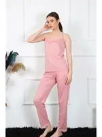 İnce Askılı Somon Kadın Pijama Takımı Akbeniz 4136 Somon detay görünüm