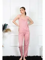 İnce Askılı Somon Kadın Pijama Takımı Akbeniz 4136 Somon farklı açı