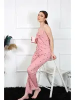 İp Askılı Kalpli Somon Kadın Pijama Takım Akbeniz 4138 Somon detay görünüm