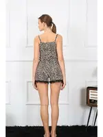 İnce Askılı Leopar Şortlu Kadın Pijama Takım Akbeniz 3602 görsel 5