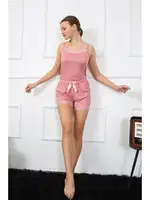 Pembe İnce Askılı Şortlu Kadın Pijama Takım Akbeniz 3603