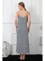 Yırtmaçlı İnce Askılı Uzun Kadın Gecelik Akbeniz 821 Lacivert görsel 4