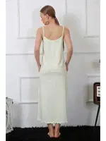 İp Askılı Yandan Yırtmaçlı Uzun Kadın Gecelik Akbeniz 822 Su Yeşili görsel 4