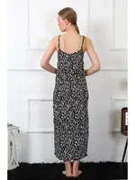 Derin Yırtmaçlı İnce Askılı Uzun Kadın Gecelik Akbeniz 824 Siyah görsel 4