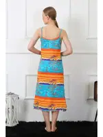 Renkli Kadın İp Askılı Uzun Gecelik Akbeniz 826 Mavi görsel 4