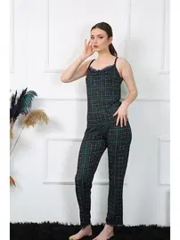 Akbeniz İp Askılı Yeşil Ekoseli Kadın Pijama Takım Akbeniz 4135