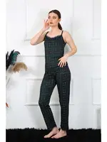 İp Askılı Yeşil Ekoseli Kadın Pijama Takım Akbeniz 4135 Yeşil farklı açı