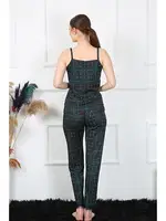 İp Askılı Yeşil Ekoseli Kadın Pijama Takım Akbeniz 4135 Yeşil görsel 4