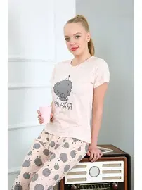 Akbeniz Kısa Kollu Yuvarlak Yaka Kadın Pijama Takım Akbeniz 20410