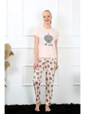 Akbeniz Kısa Kollu Yuvarlak Yaka Kadın Pijama Takım Akbeniz 20410 - Alternatif Görünüm