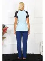 Kolu Dantelli Kadın Penye Pijama Takım Akbeniz 4148 Su Yeşili görsel 4