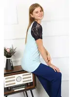 Kolu Dantelli Kadın Penye Pijama Takım Akbeniz 4148 Su Yeşili görsel 6