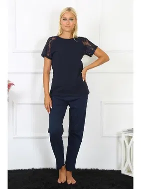 Akbeniz Kısa Kollu Dantelli Kadın Penye Pijama Takım Akbeniz 4150 - Alternatif Görünüm
