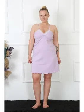 Akbeniz İnce Askılı Pamuklu Büyük Beden Kısa Kadın Gecelik Akbeniz 985 - Alternatif Görünüm