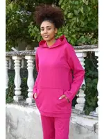 Kapşonlu Cepli 3 İplik Fuşya Kadın Eşofman Takım Akbeniz 9037 Fuşya detay görünüm
