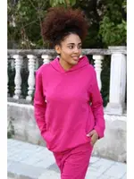 Kapşonlu Cepli 3 İplik Fuşya Kadın Eşofman Takım Akbeniz 9037 Fuşya görsel 4