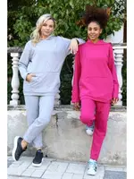 Pamuklu Cepli 3 İplik Kapşonlu Gri Eşofman Takım Akbeniz 9037 Gri görsel 5