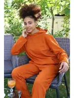 Kadın Pamuk Kapşonlu Cepli 3 İplik Eşofman Takım Akbeniz 9037 Kiremit