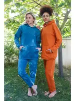 Kadın Pamuk Kapşonlu Cepli 3 İplik Eşofman Takım Akbeniz 9037 Kiremit görsel 4