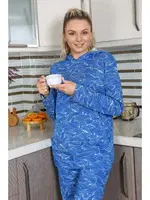 Kapşonlu Uzun Kollu Cepli 3 İplik Saks Eşofman Takım Akbeniz 9037 Saks görsel 6