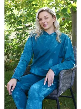 Akbeniz Kapşonlu 3 İplik Kanguru Cepli Turkuaz Eşofman Takım Akbeniz 9037 - Alternatif Görünüm