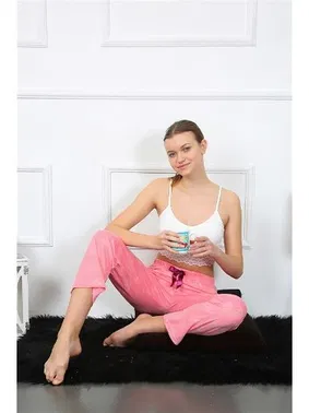 Akbeniz Pamuklu Pembe Kadın Tek Alt Pijama Akbeniz 27462 - Alternatif Görünüm