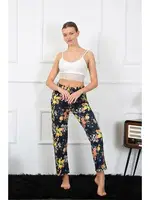 Pamuklu Çiçek Desenli Tek Alt Kadın Pijama Akbeniz 27463 Lacivert detay görünüm