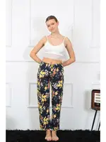 Pamuklu Çiçek Desenli Tek Alt Kadın Pijama Akbeniz 27463 Lacivert farklı açı