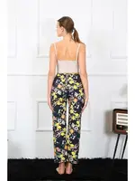 Pamuklu Çiçek Desenli Tek Alt Kadın Pijama Akbeniz 27463 Lacivert görsel 5