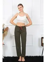 Çizgili Pamuklu Tek Alt Kadın Pijama Akbeniz 27464 Haki görsel 4