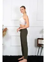 Çizgili Pamuklu Tek Alt Kadın Pijama Akbeniz 27464 Haki görsel 5