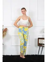 Kendinden Desenli Pamuklu Kadın Alt Pijama Akbeniz 27466 Sarı farklı açı