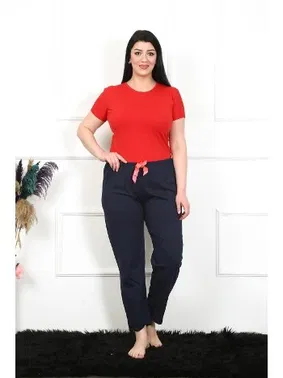 Akbeniz Lacivert Büyük Beden Tek Alt Kadın Pijama Akbeniz 27472